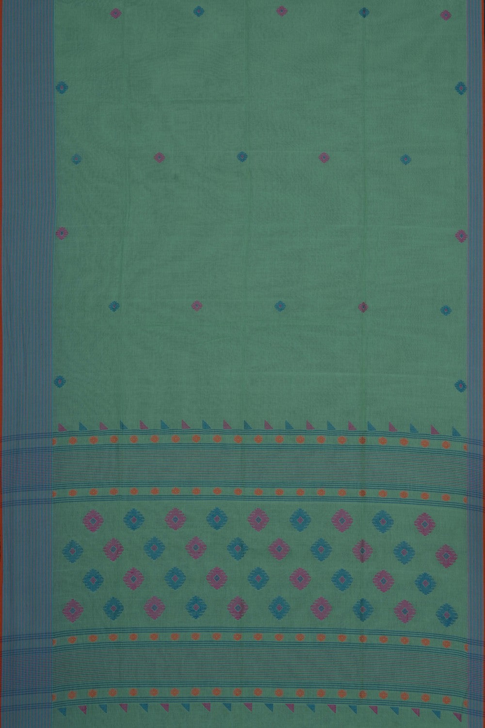 Image of Sea-Green Dhakai Cotton Saree