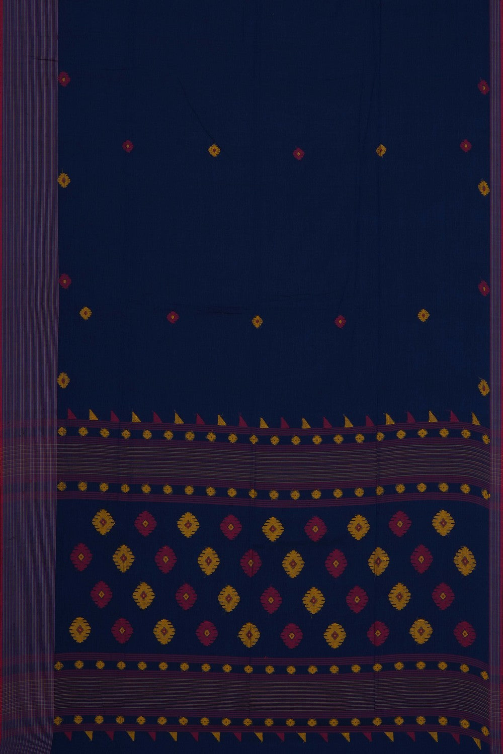 Image of Navy Blue Dhakai Cotton Saree