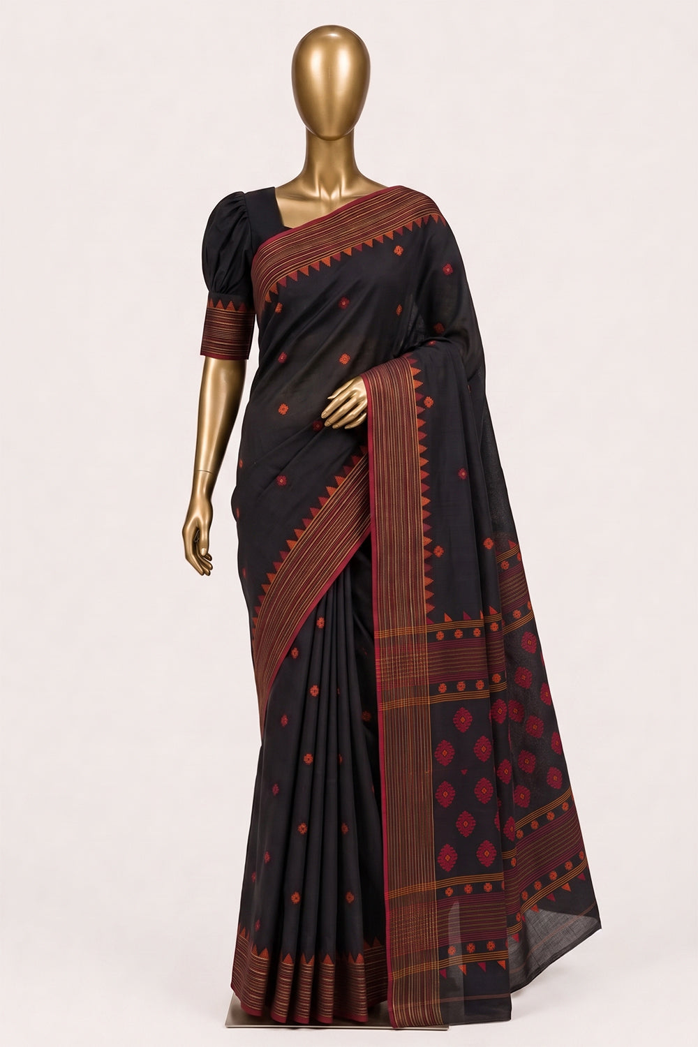 Image of Black Dhakai Cotton Saree