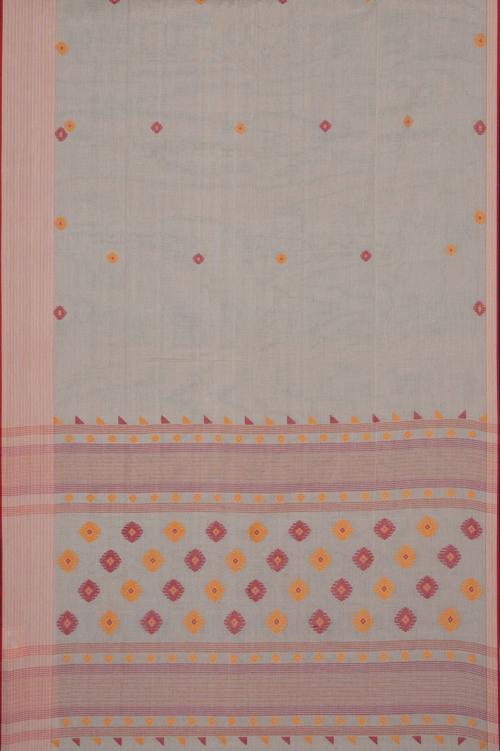 Image of Off-White Dhakai Cotton Saree