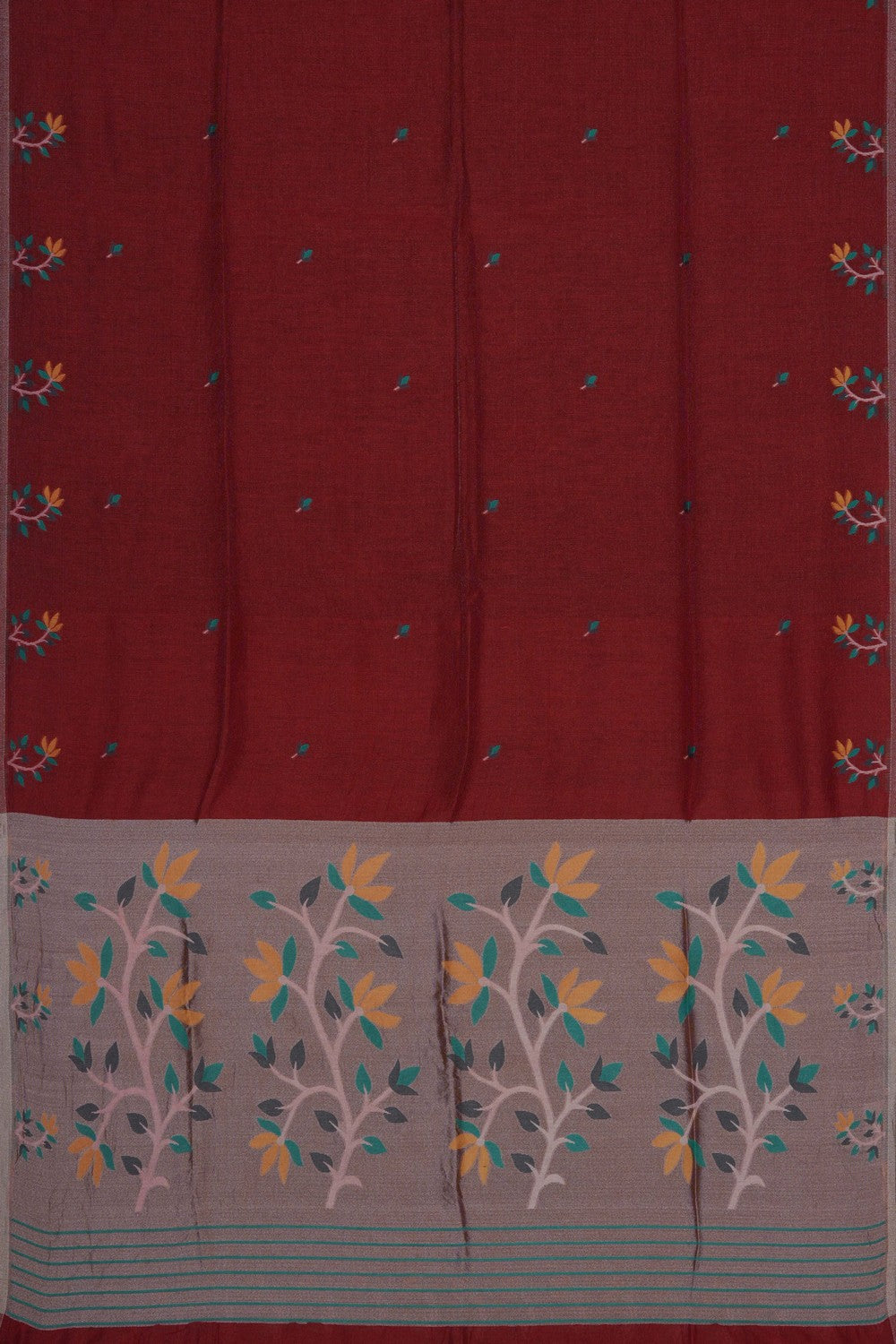 Image of Red Dhakai Linen Saree