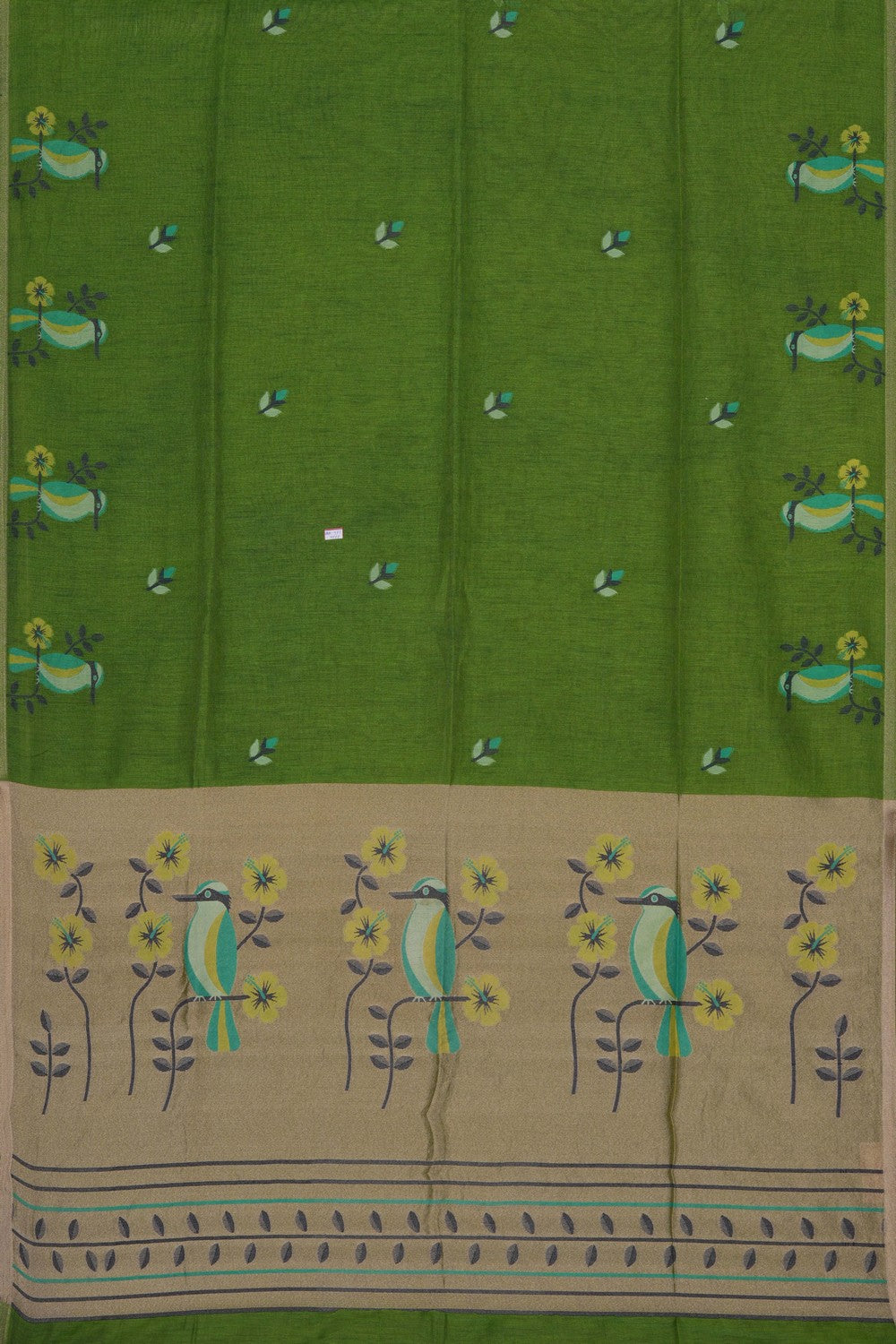 Image of Green Dhakai Linen Saree