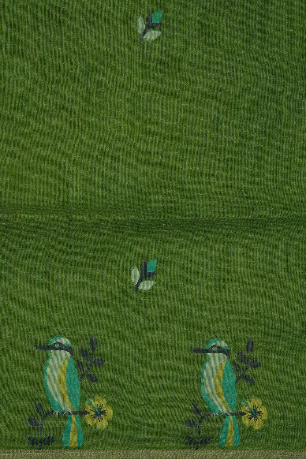 Image of Green Dhakai Linen Saree