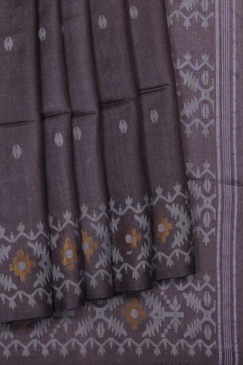 Image of Brown Dhakai Tussar Silk Saree