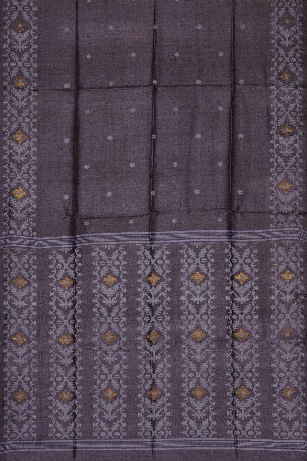 Image of Brown Dhakai Tussar Silk Saree