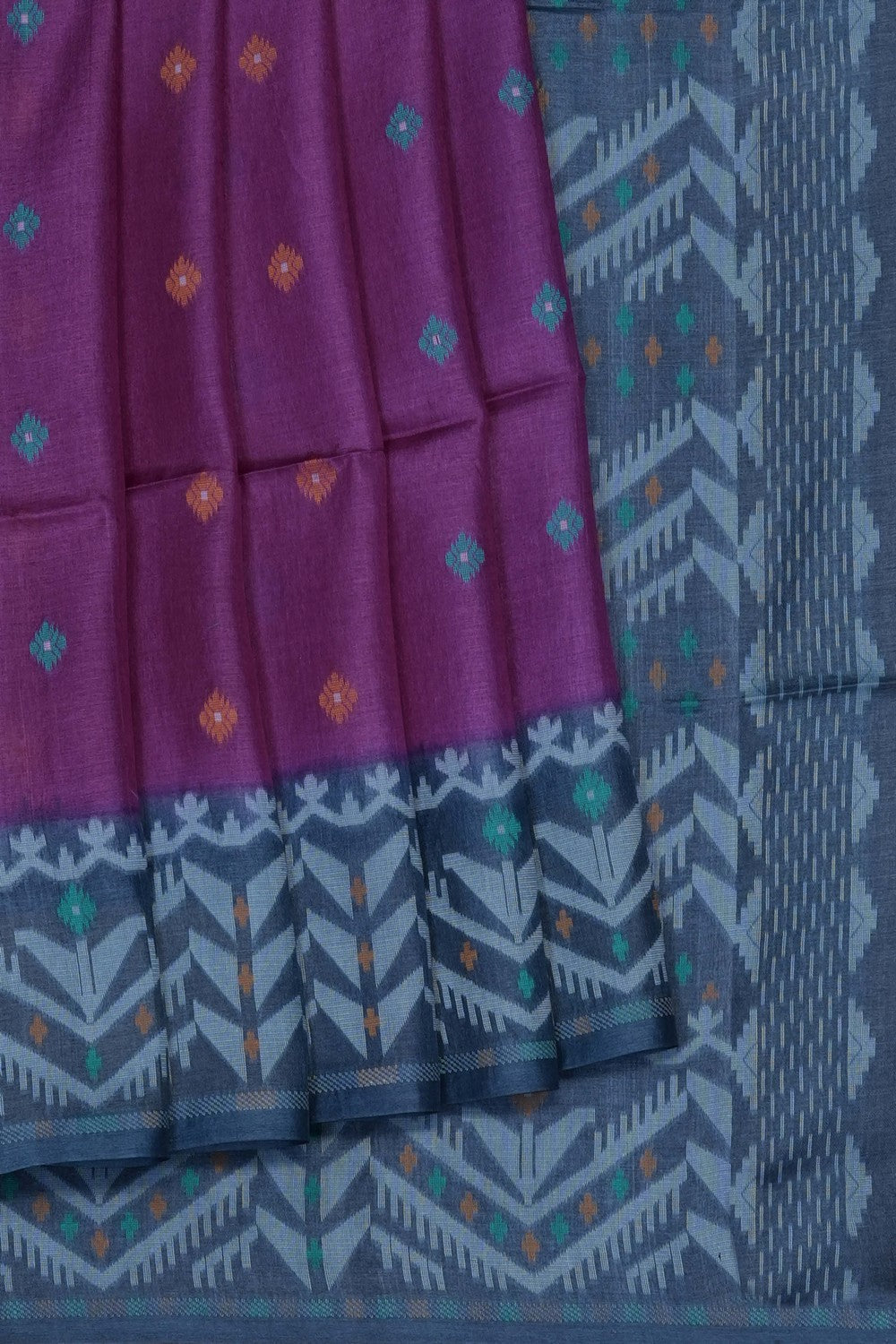 Image of Purple Dhakai Tussar Silk Saree