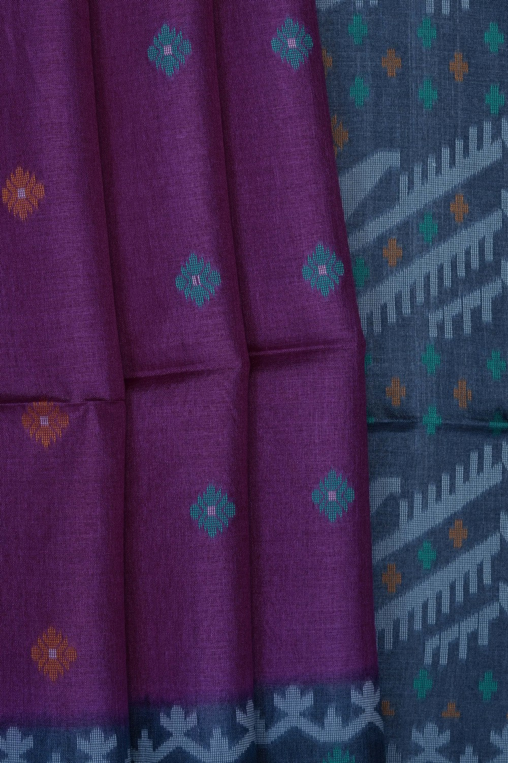 Image of Purple Dhakai Tussar Silk Saree