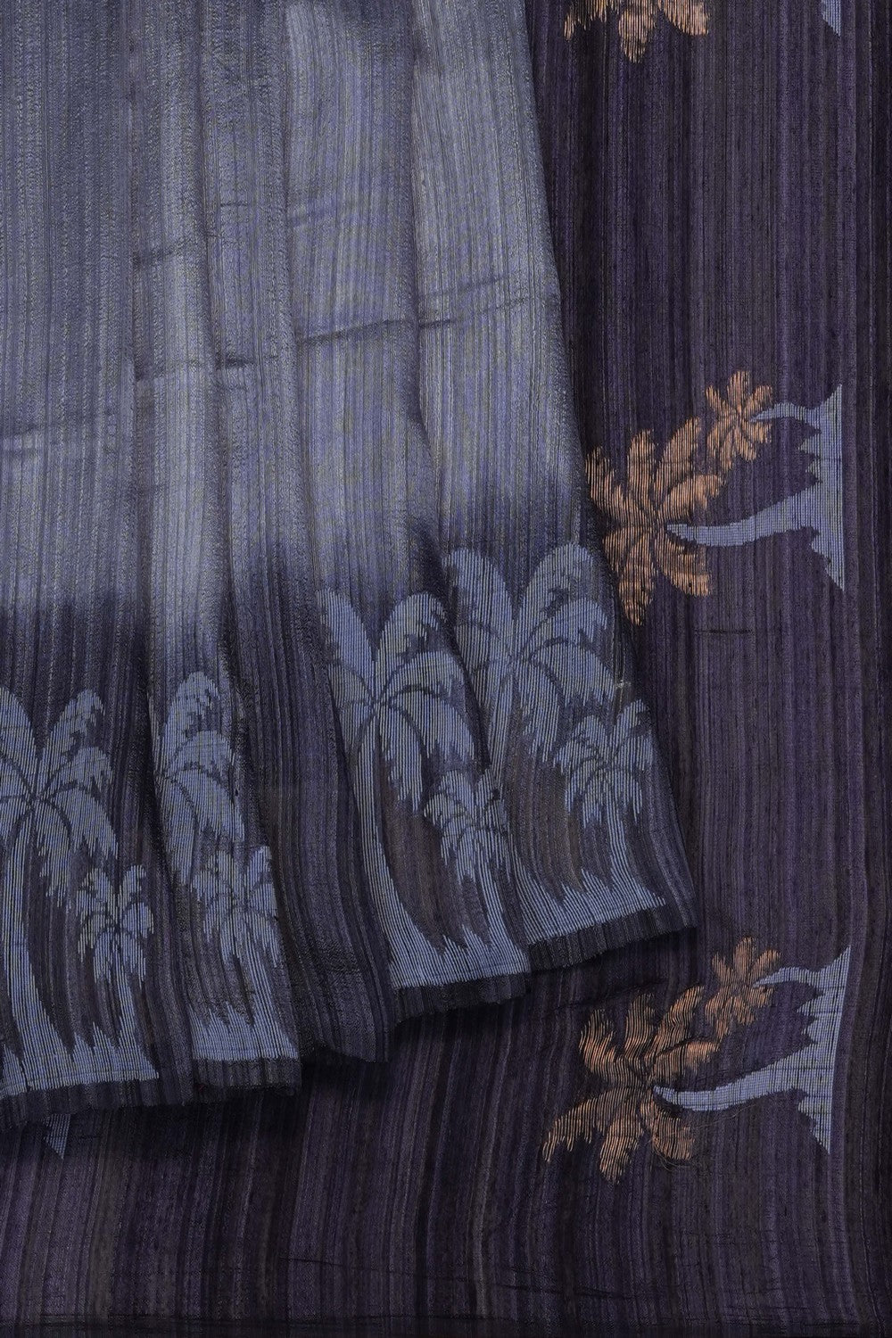 Image of Grey Dhakai Tussar Silk Saree