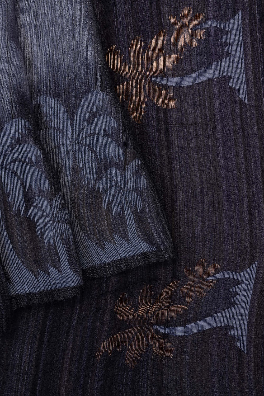 Image of Grey Dhakai Tussar Silk Saree