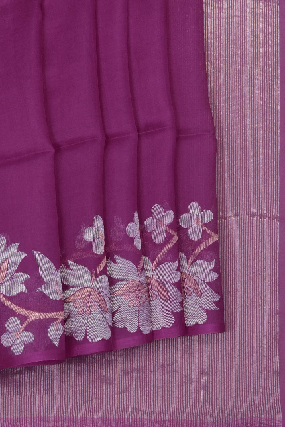 Image of Magenta Kora Silk Saree