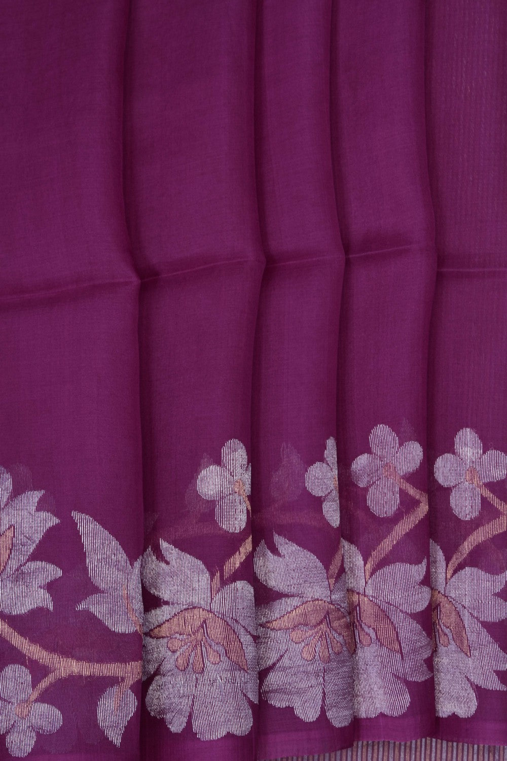 Image of Magenta Kora Silk Saree