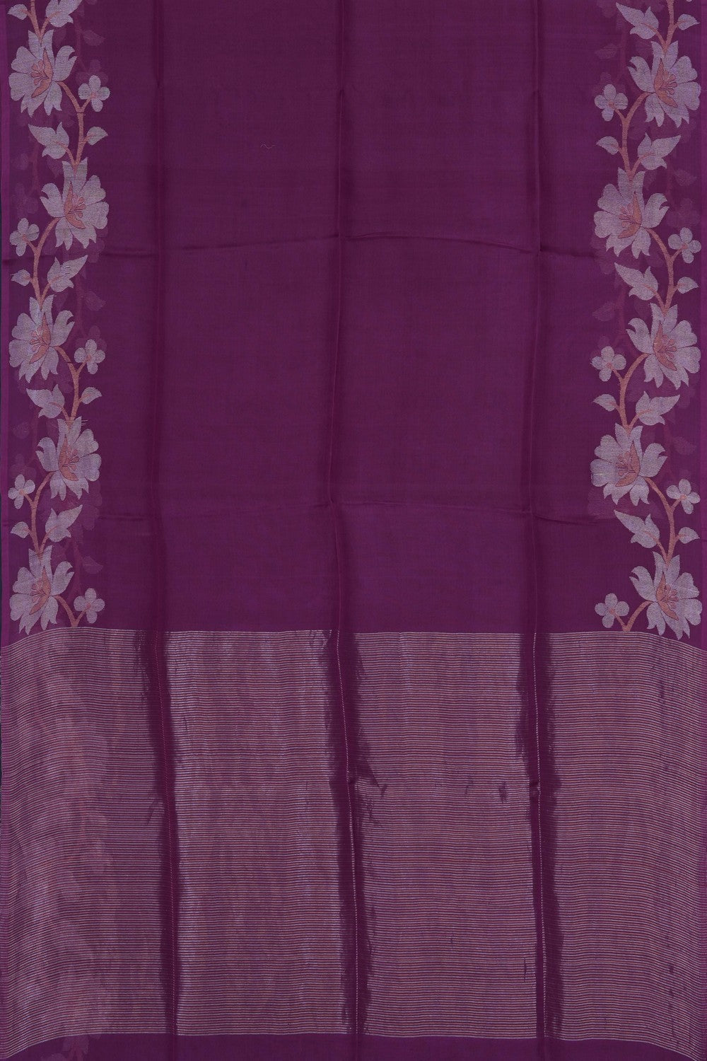 Image of Magenta Kora Silk Saree