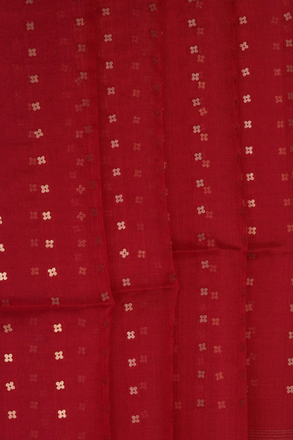 Image of Red Kora Silk Embroidery Saree
