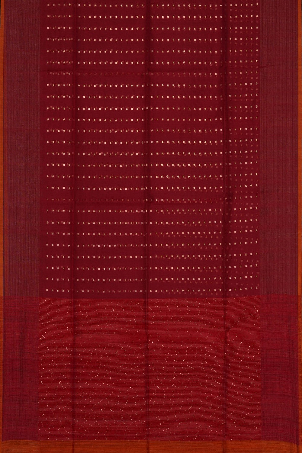 Image of Red Kora Silk Embroidery Saree