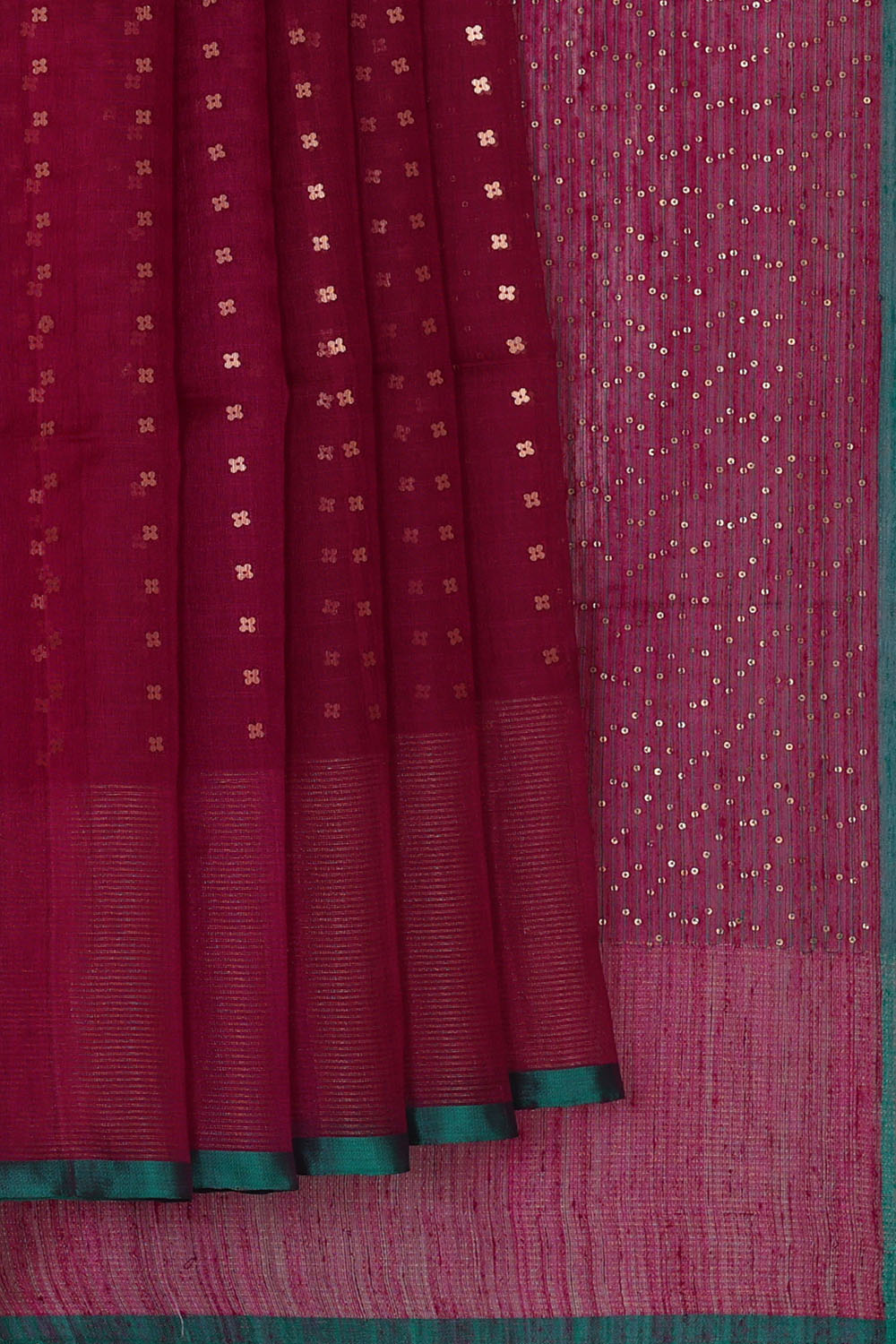 Image of Purple Kora Embroidery Silk Saree