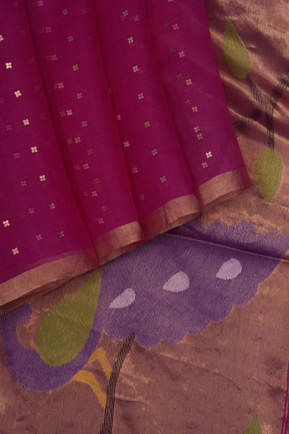 Image of Pink Kora Silk Embroidery Saree