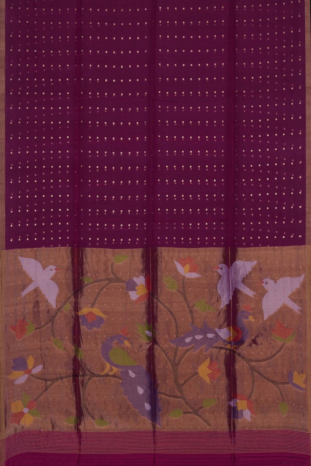 Image of Pink Kora Silk Embroidery Saree