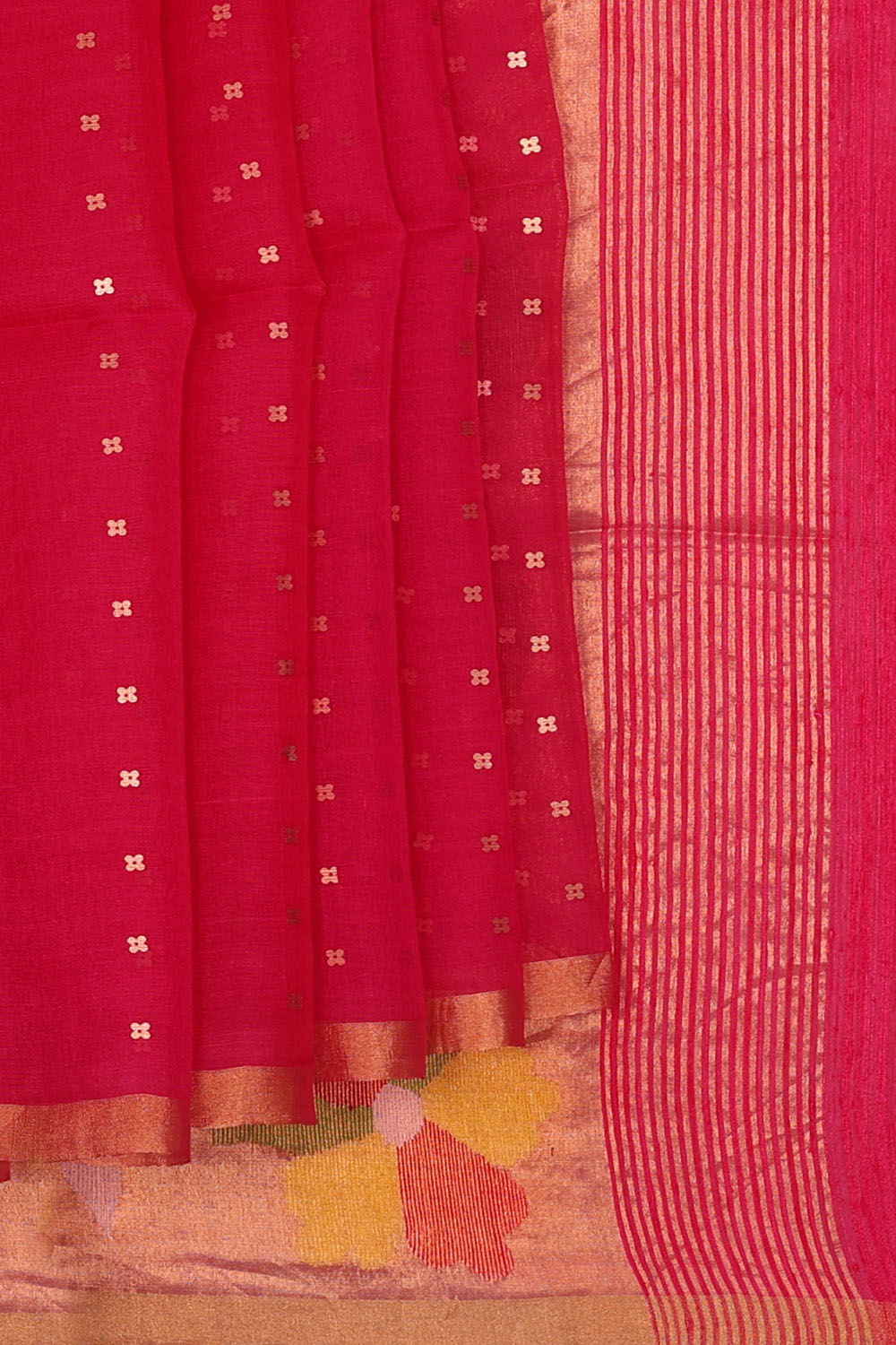 Image of Pink Kora Embroidery Saree