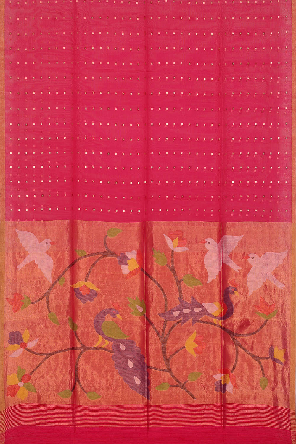 Image of Pink Kora Embroidery Saree