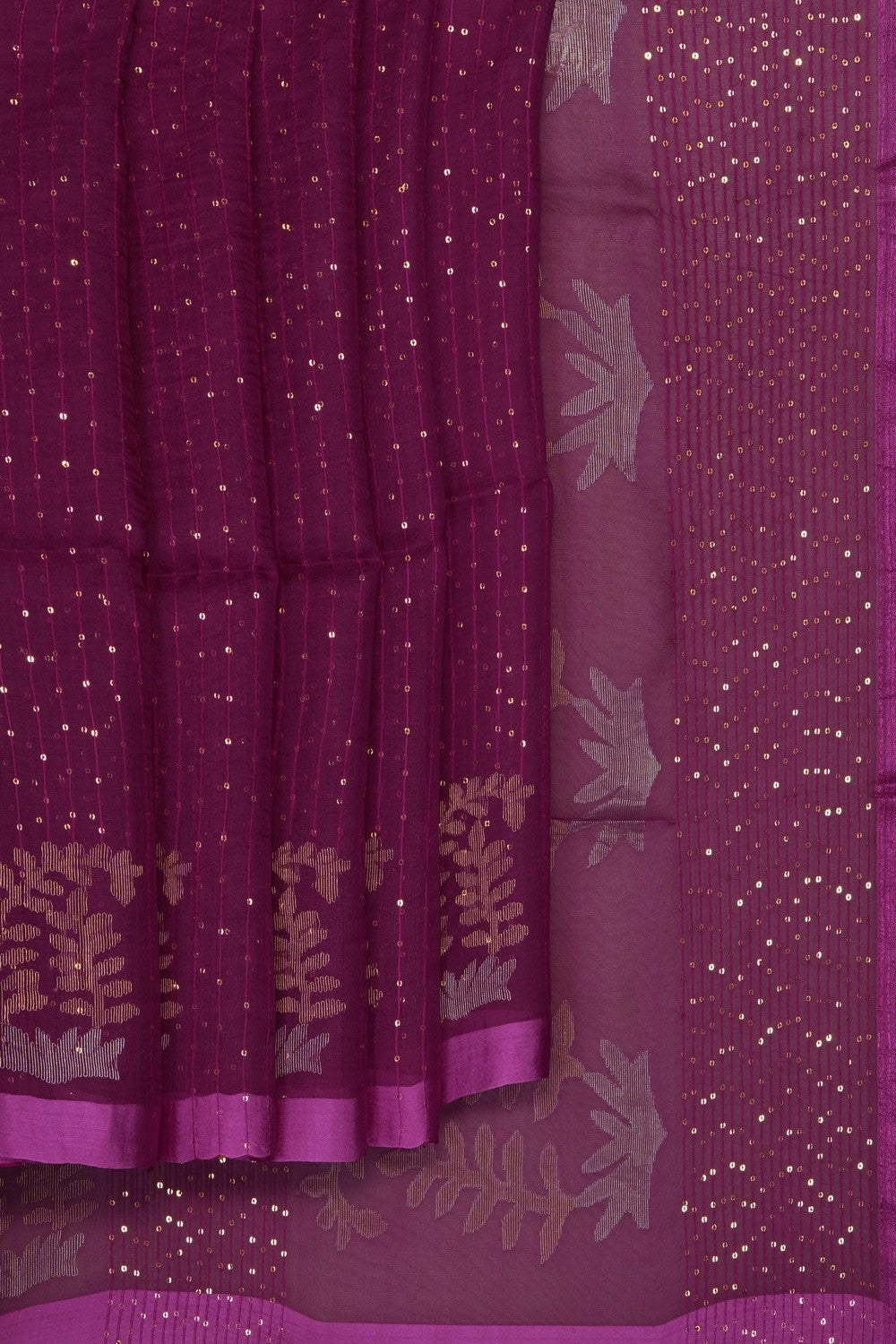 Image of Purple Kora Silk Embroidery Saree