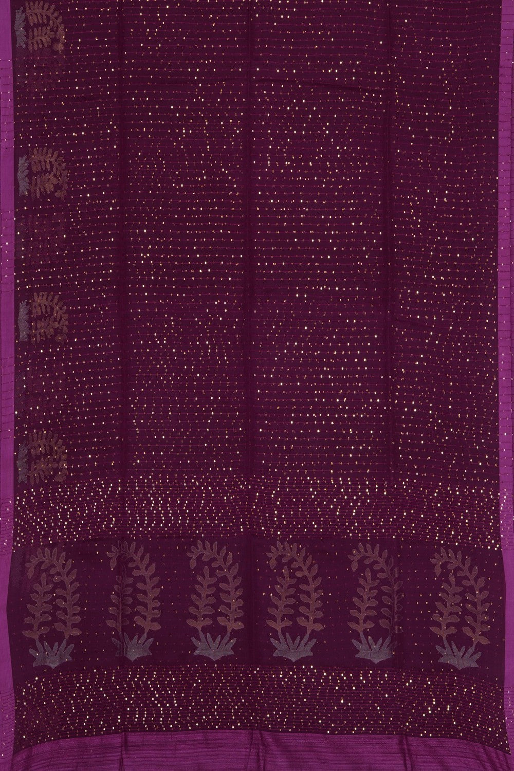 Image of Purple Kora Silk Embroidery Saree