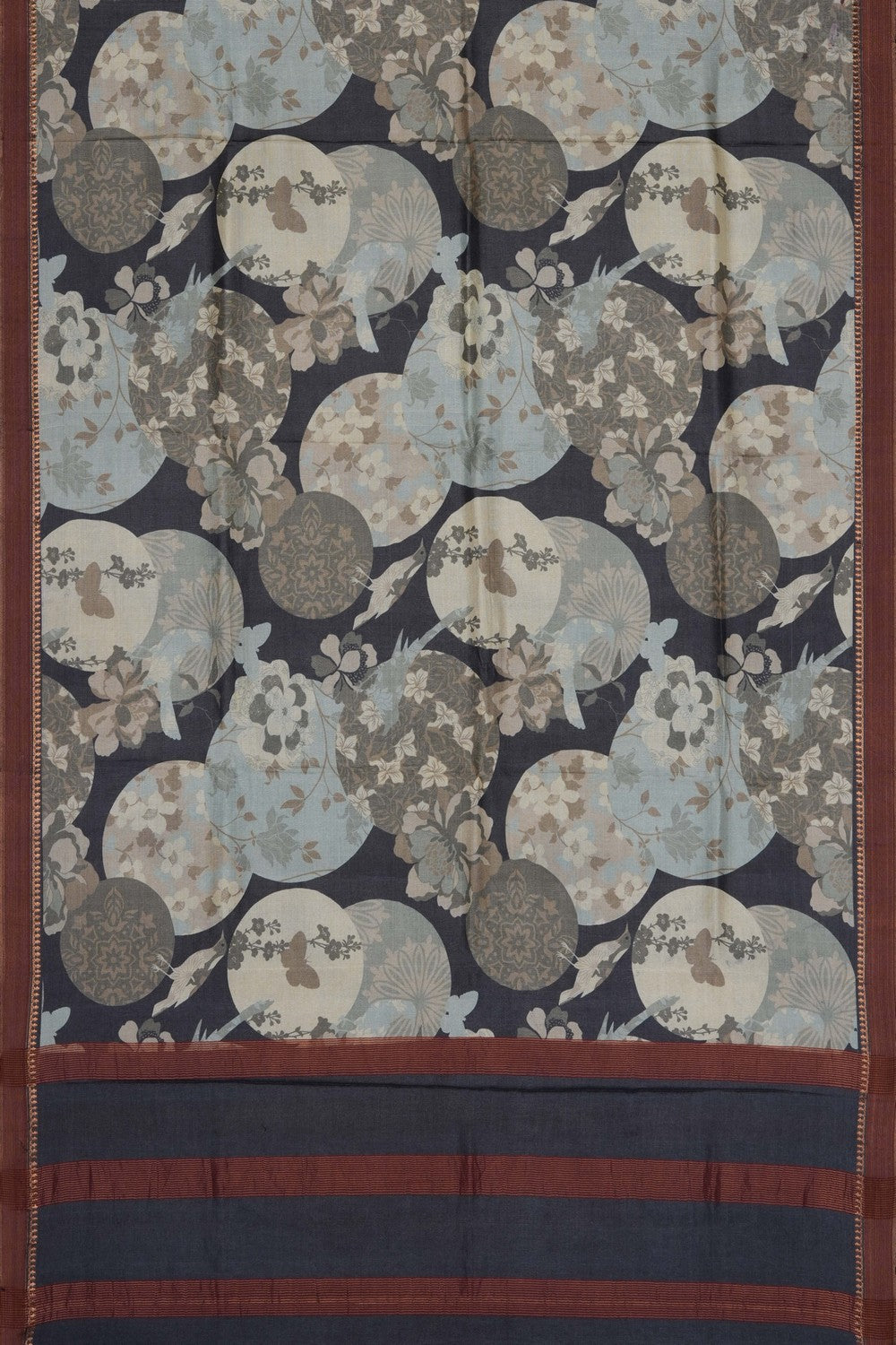 Image of Grey Desi Tussar Silk Saree