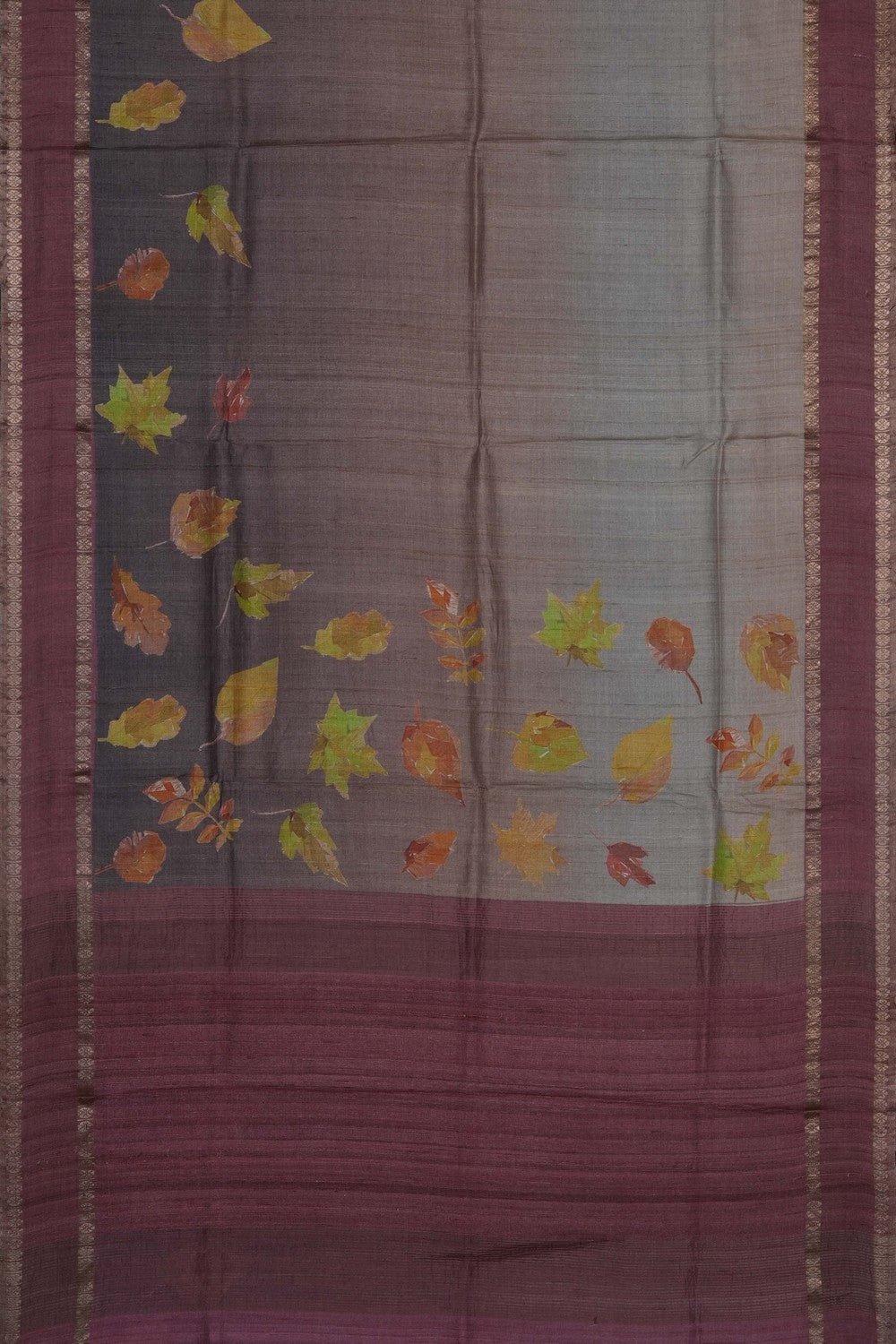 Image of Grey Desi Tussar Silk Saree