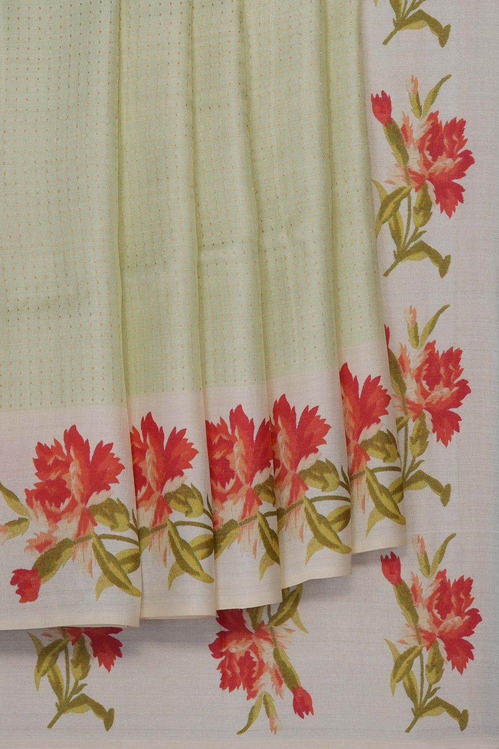 Image of Mint-Green Desi Tussar Silk Saree