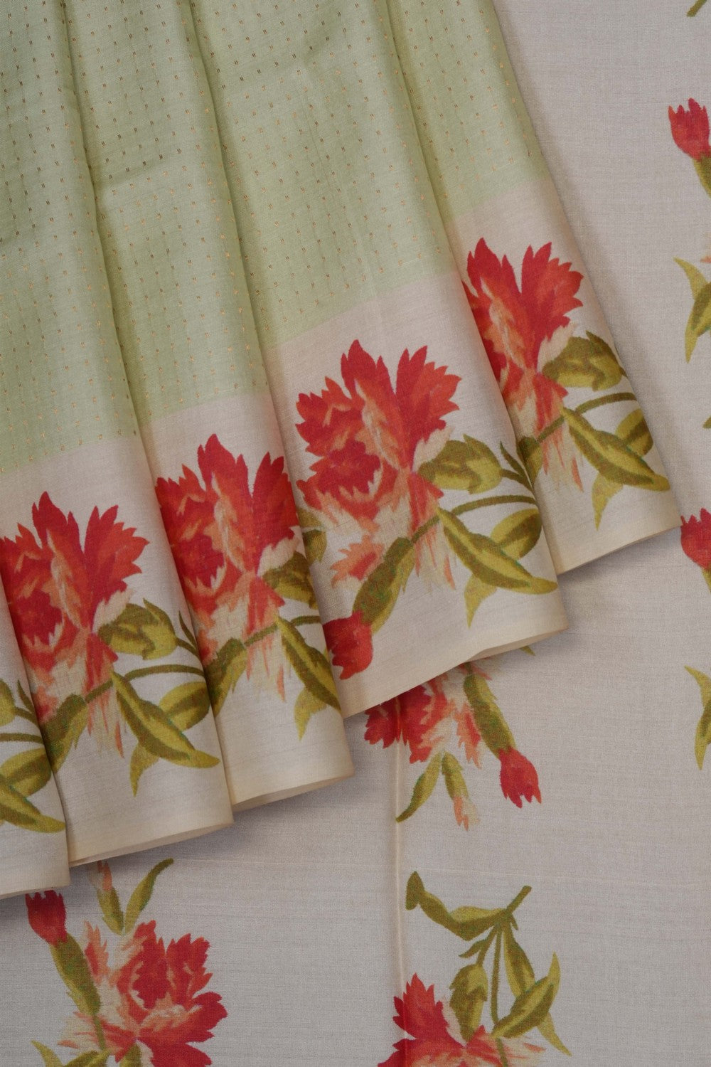 Image of Mint-Green Desi Tussar Silk Saree