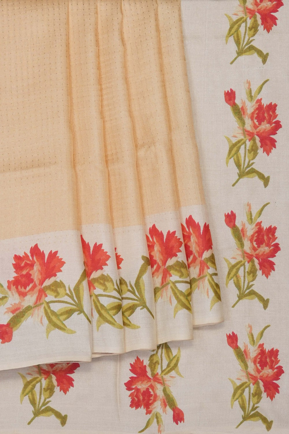 Image of Cream Desi Tussar Silk Saree