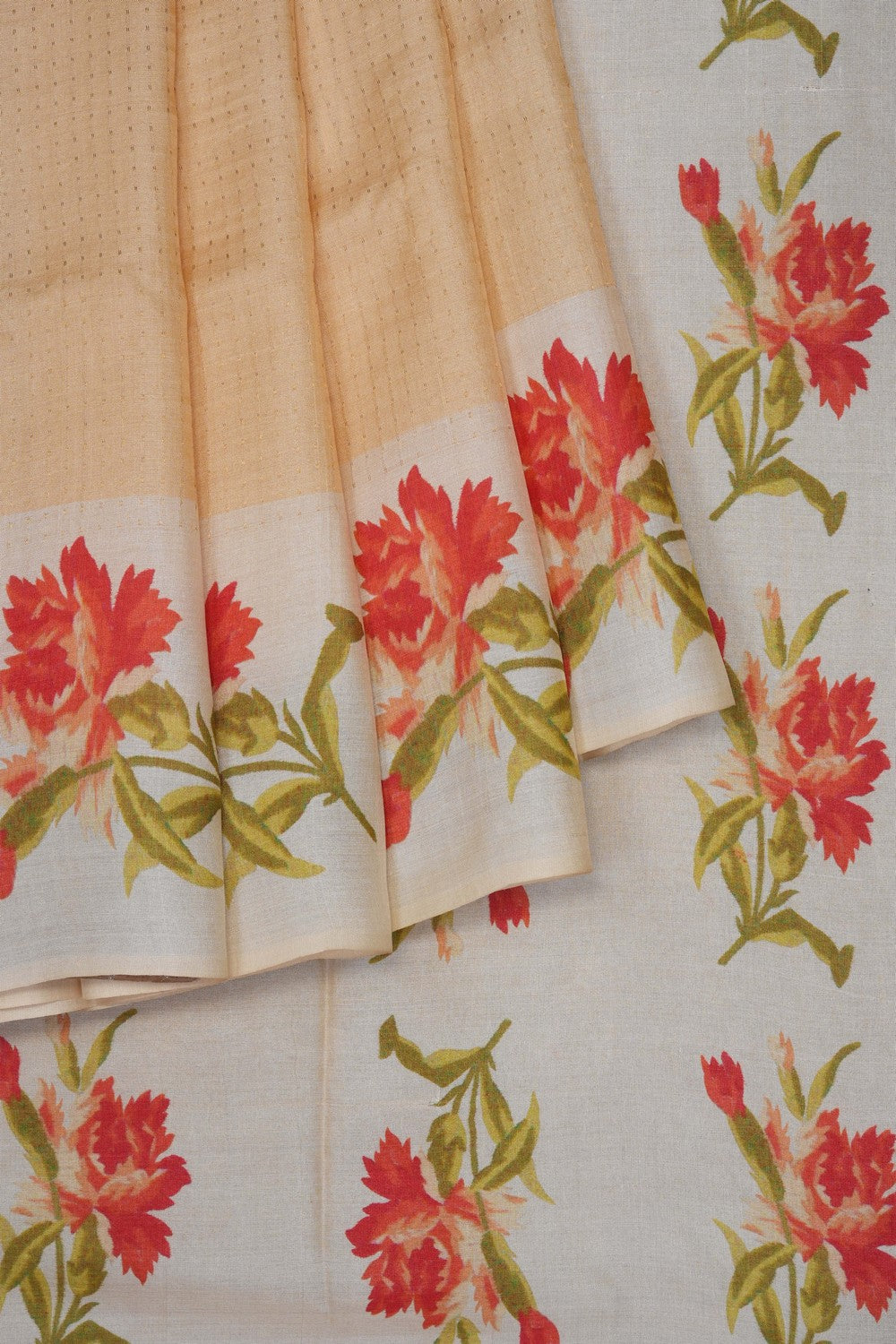 Image of Cream Desi Tussar Silk Saree