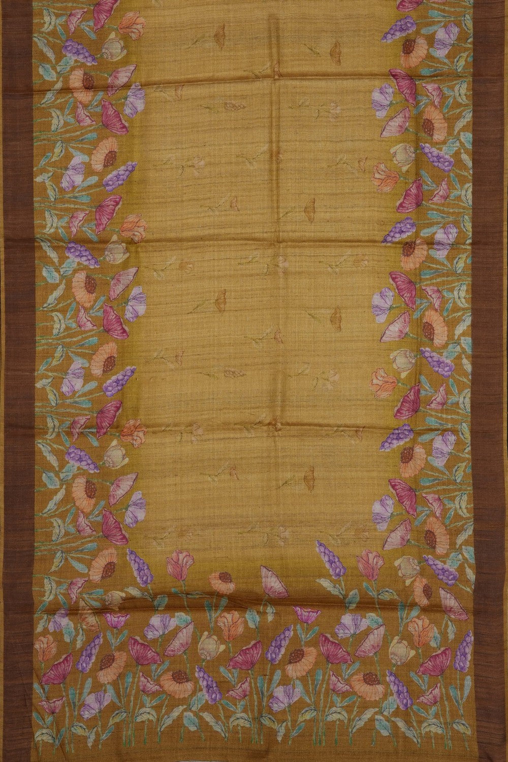 Image of Moss-Green Desi Tussar Silk Saree