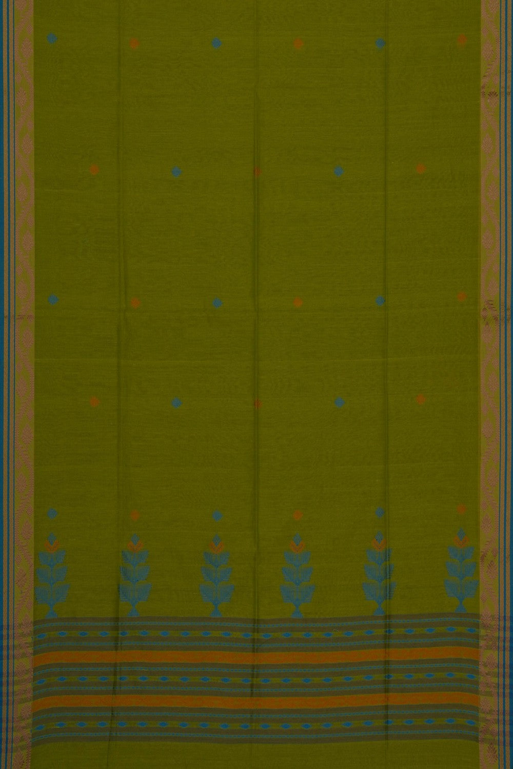 Image of Green Cotton Saree