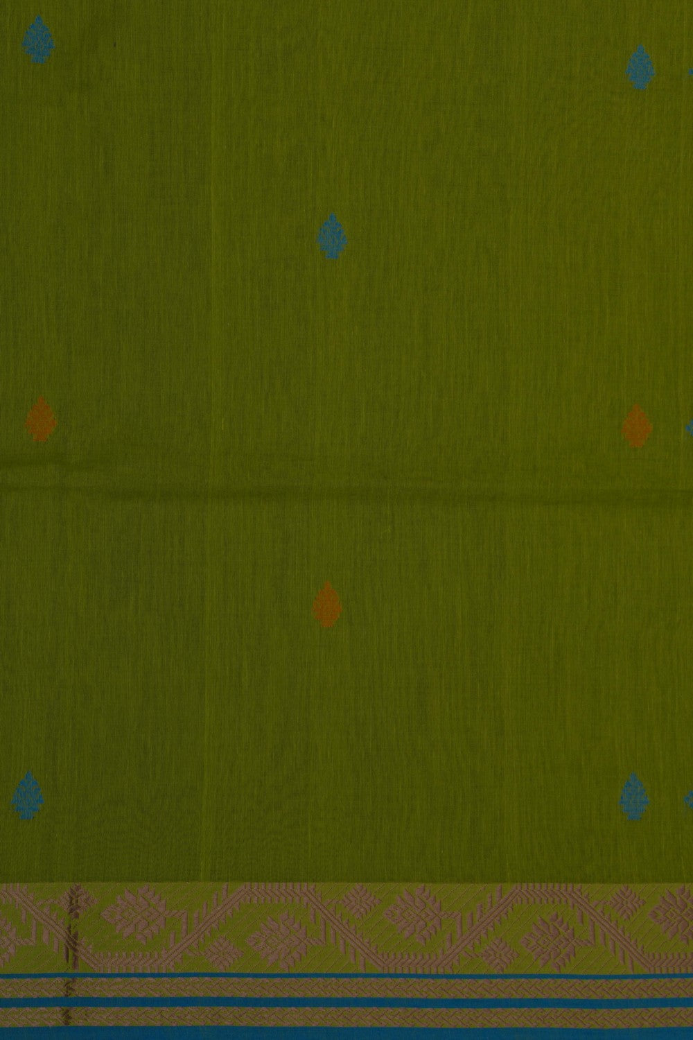 Image of Green Cotton Saree