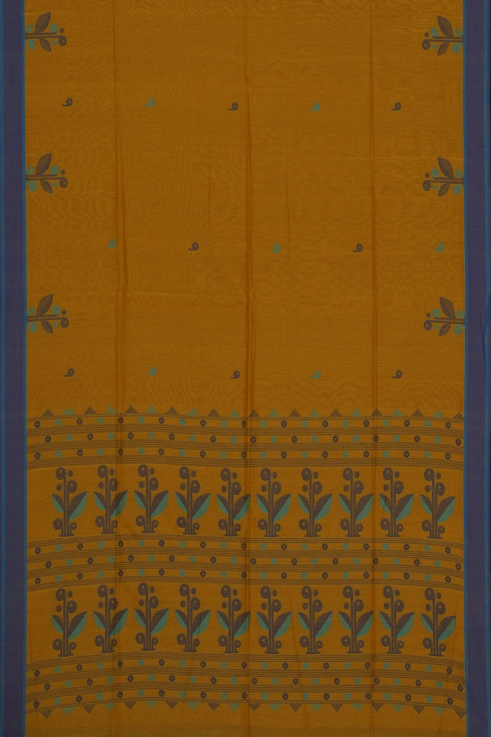 Image of Yellow Cotton Saree