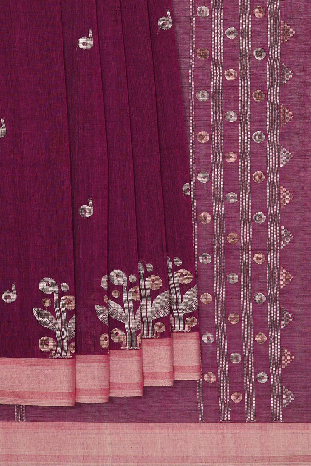 Image of Maroon Cotton Saree