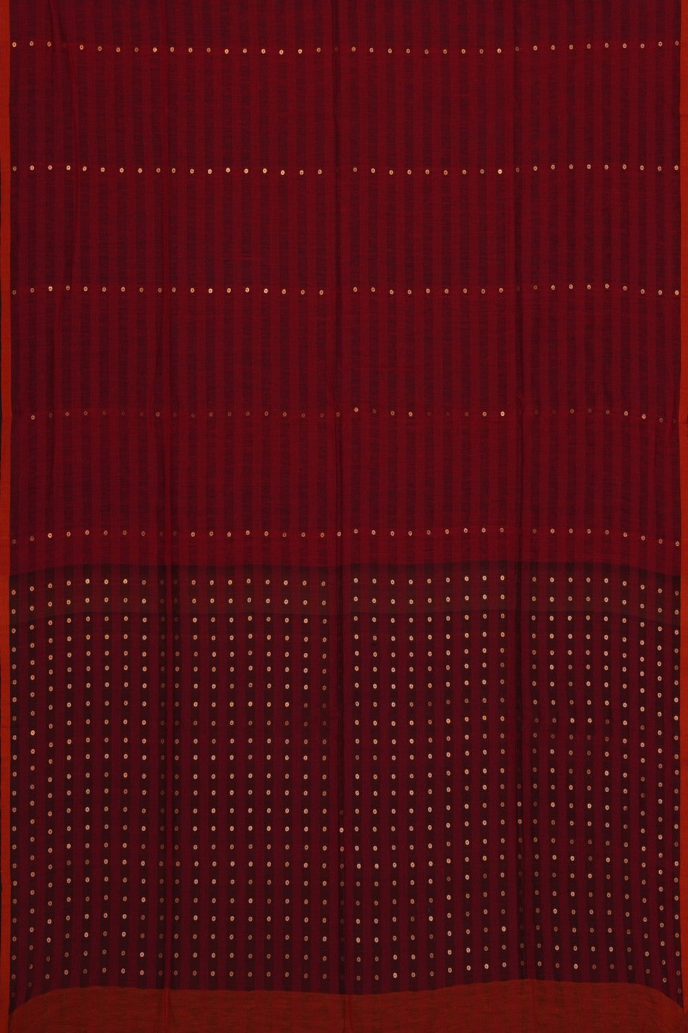 Image of Red Cotton-Kora Saree