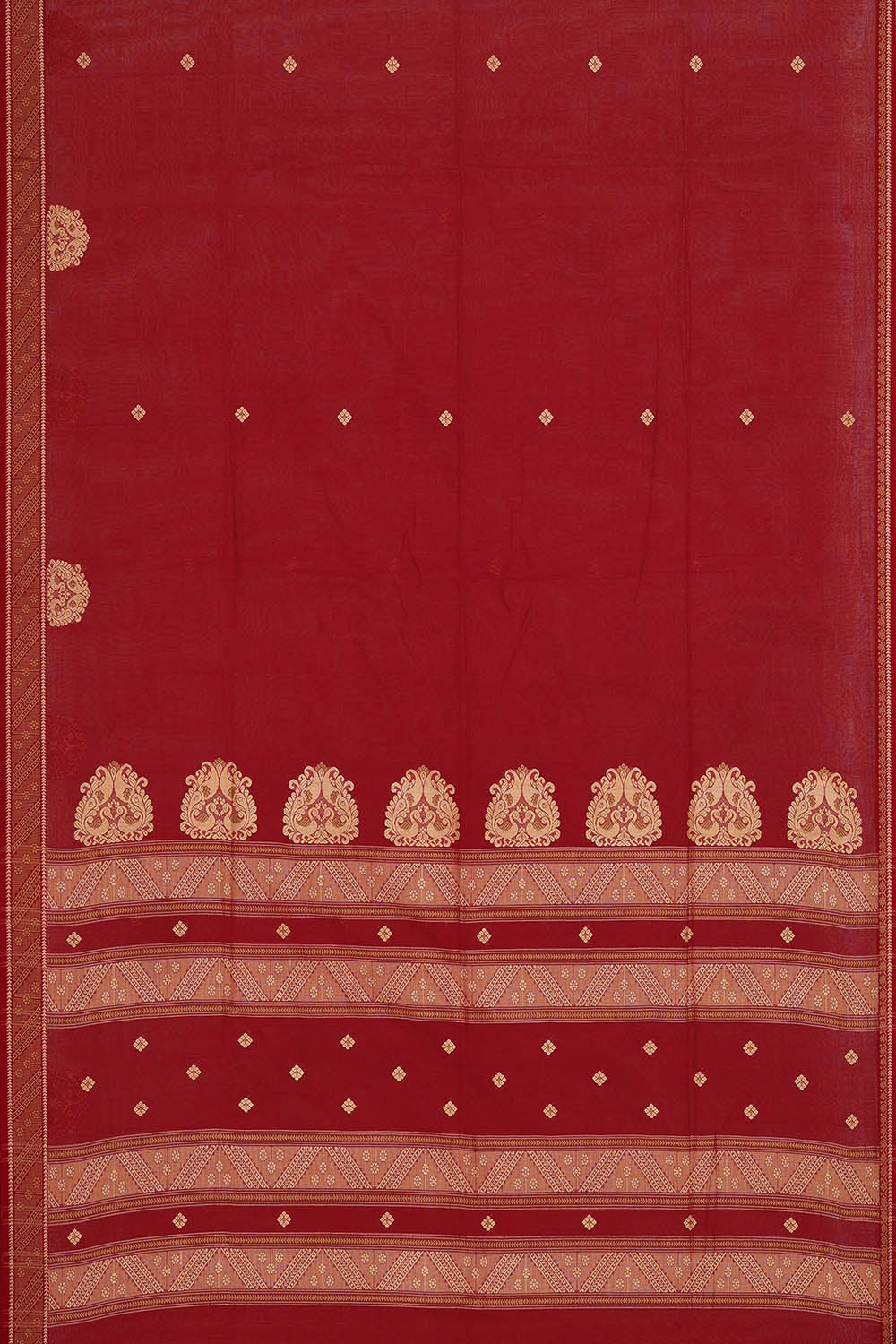 Image of Red Cotton Saree