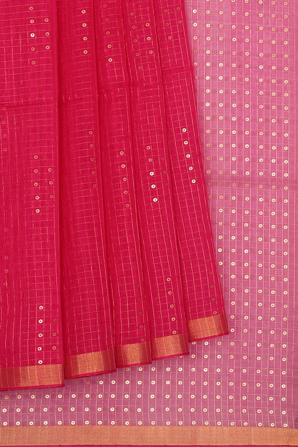 Image of Pink Cotton Silk Embroidery Saree