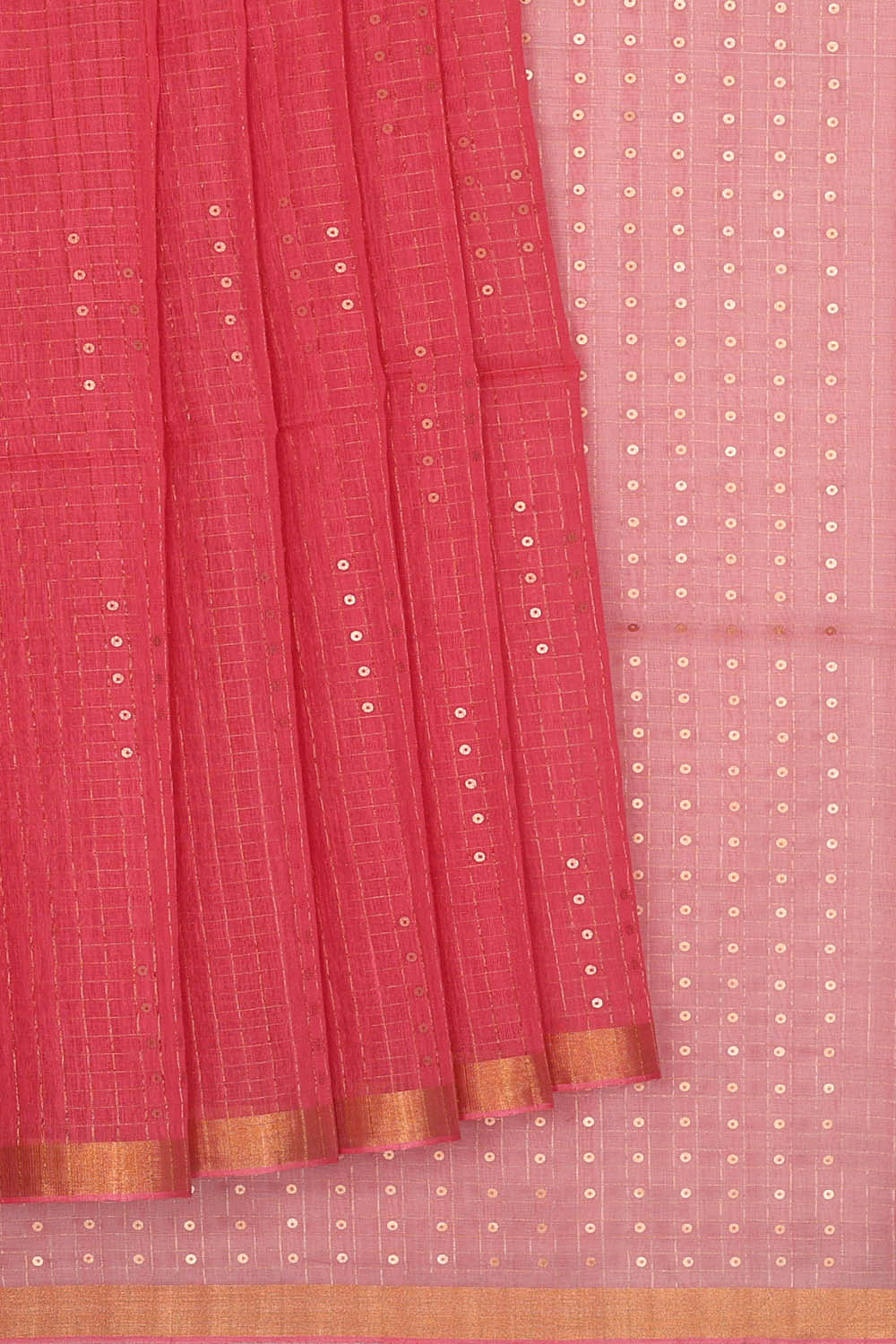 Image of Pink Cotton Silk Embroidery Saree