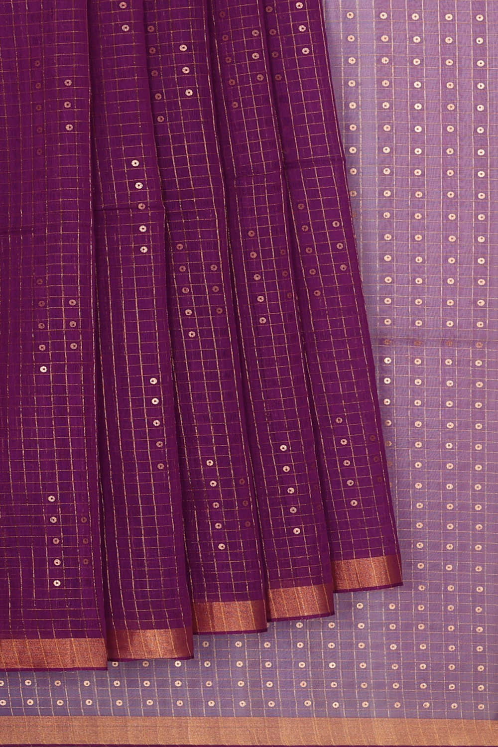 Image of Purple Cotton Silk Embroidery Saree