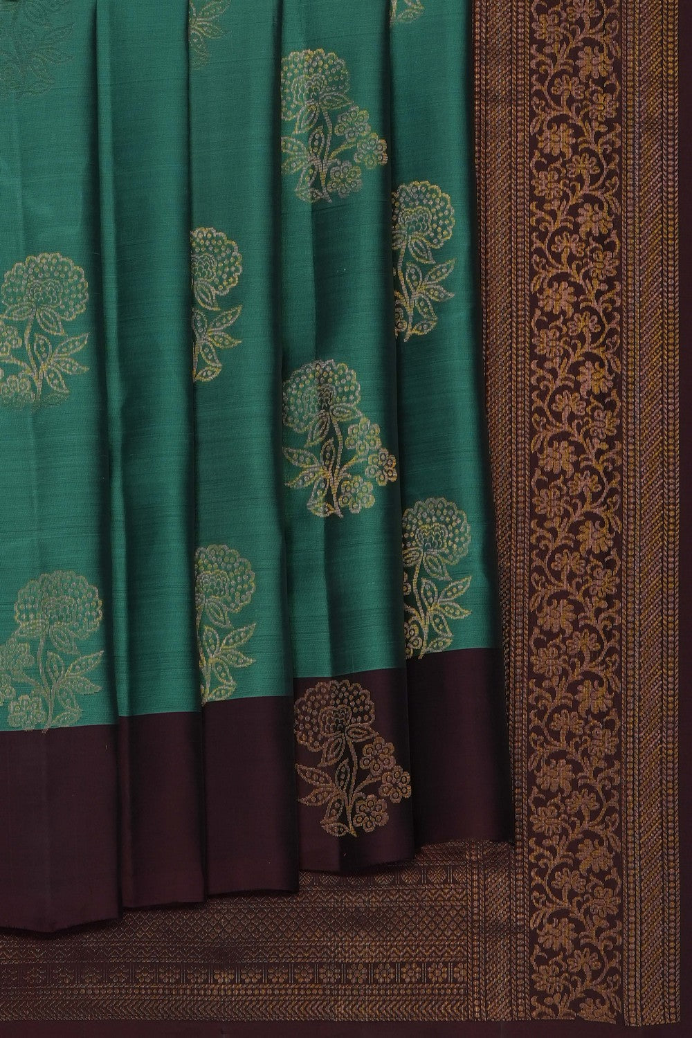Image of Teal-Green South Silk Saree