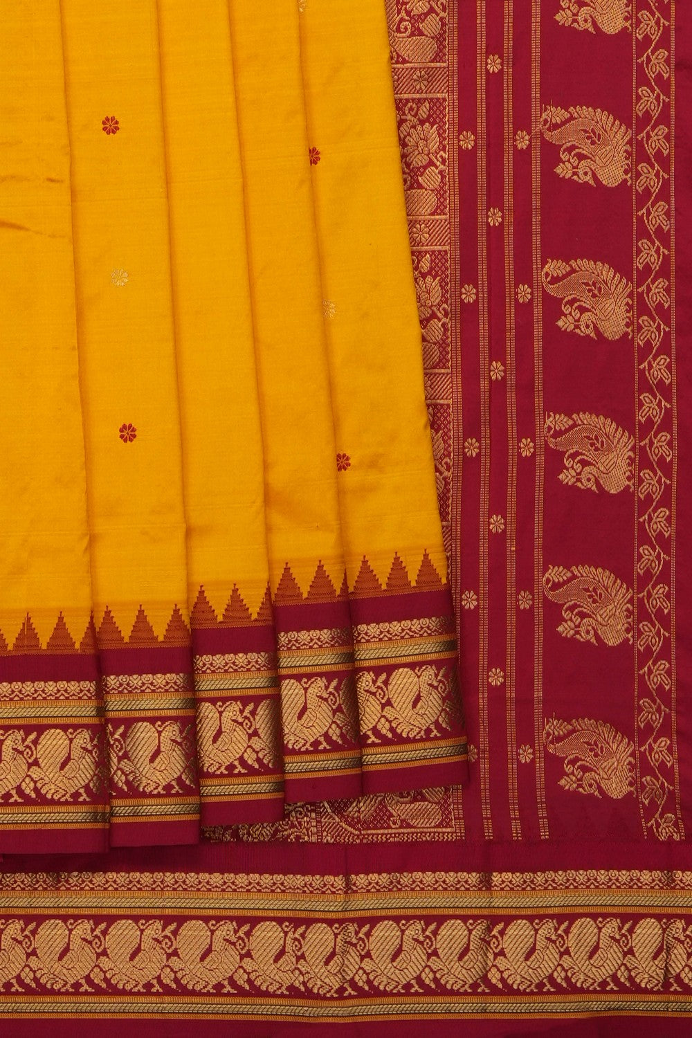 Image of Yellow Narayanpet Silk Saree