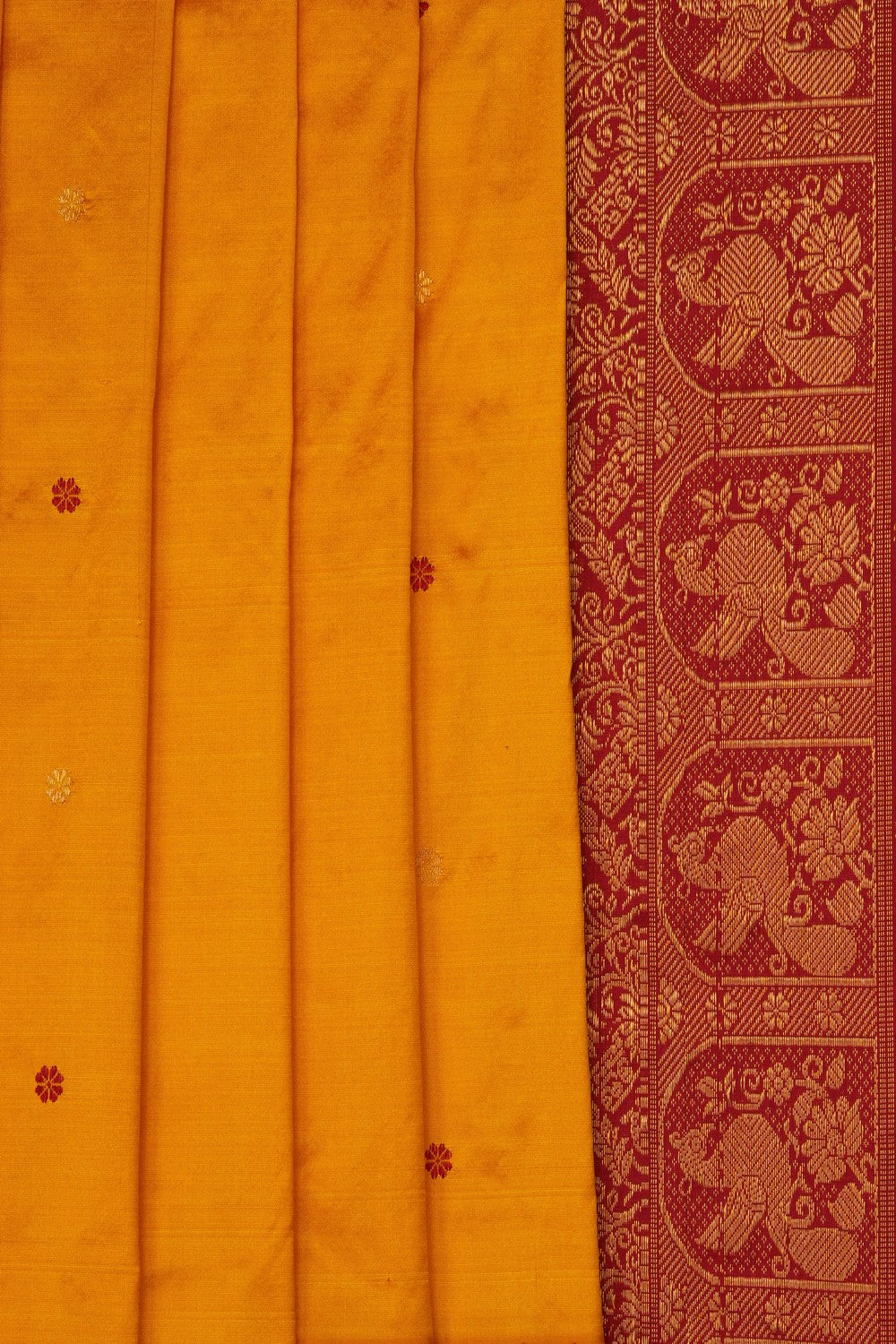 Image of Yellow Narayanpet Silk Saree