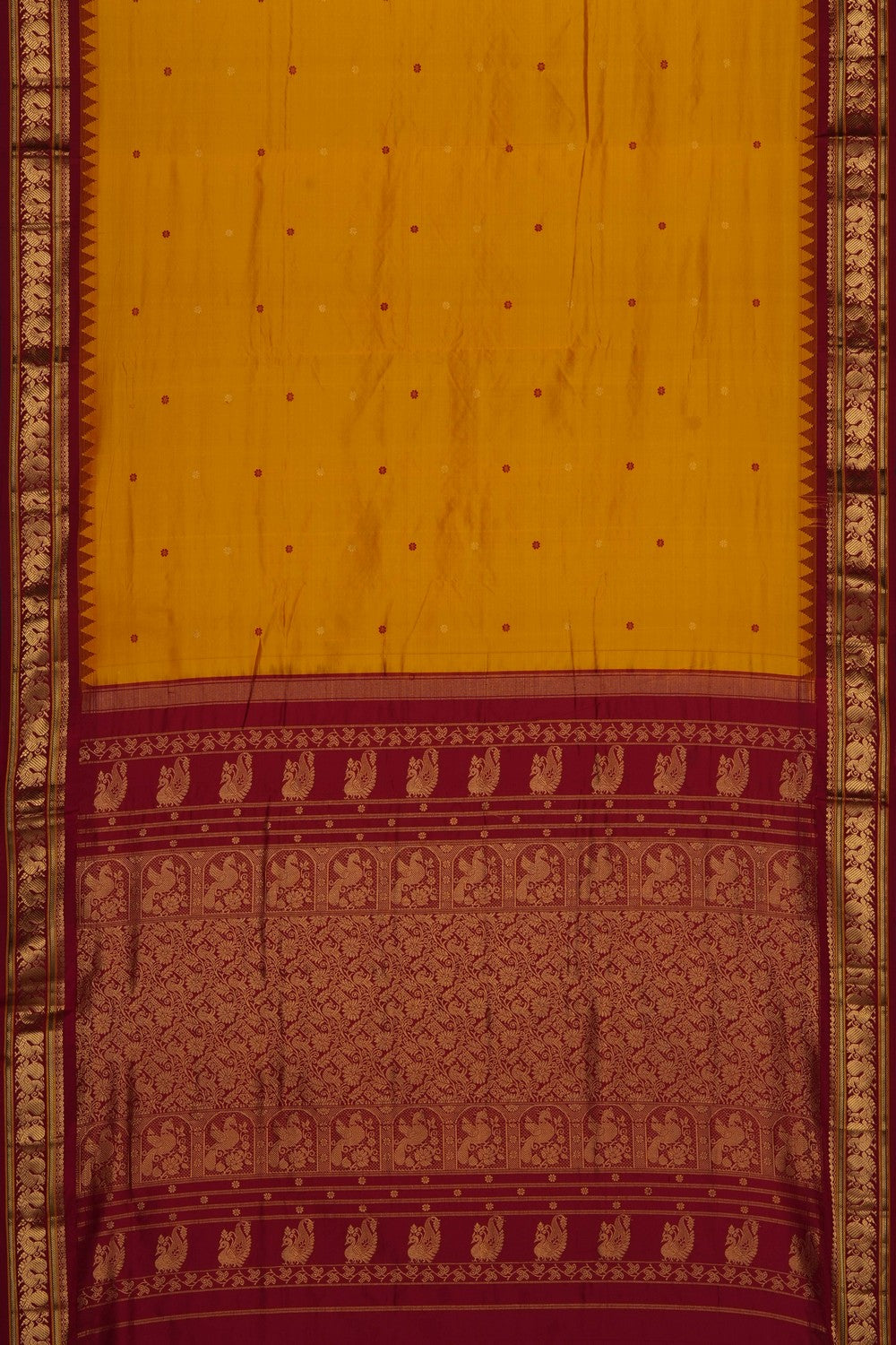 Image of Yellow Narayanpet Silk Saree