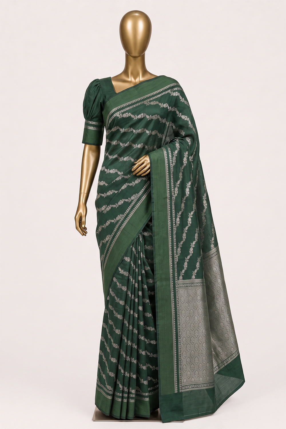 Image of Green Chiniya Silk Saree