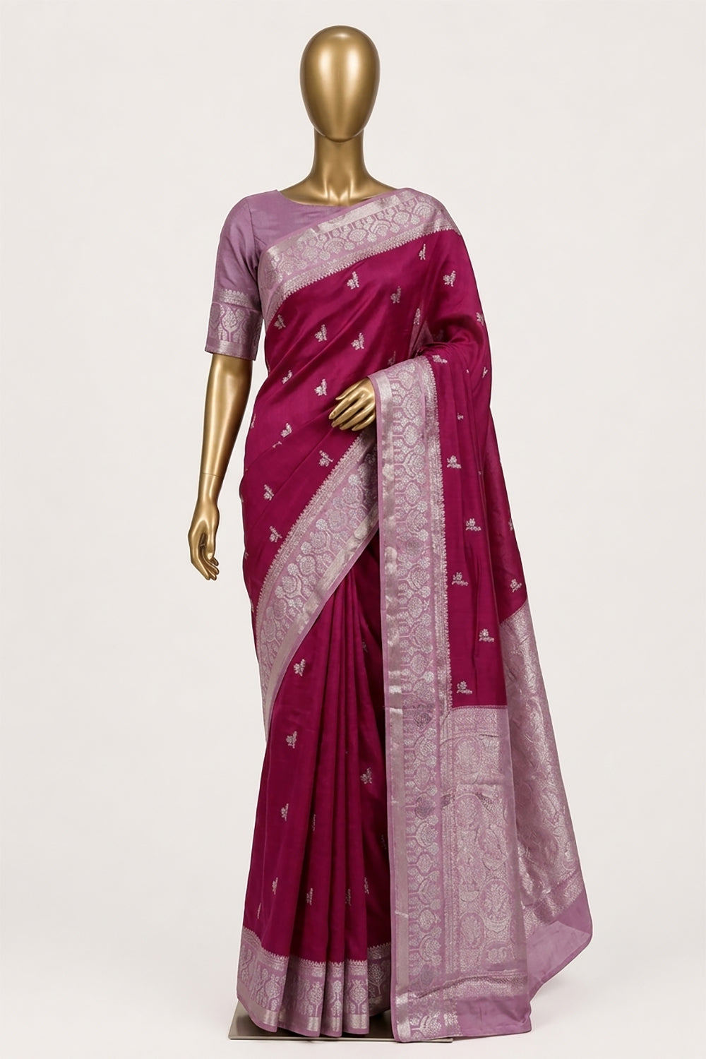 Image of Pink Chiniya Silk Saree