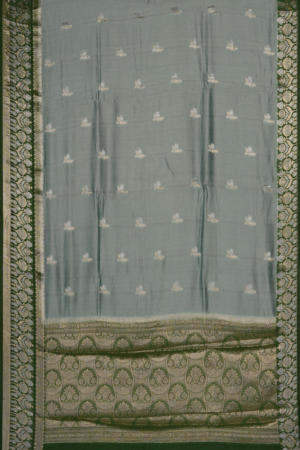 Image of Grey Chiniya Silk Saree