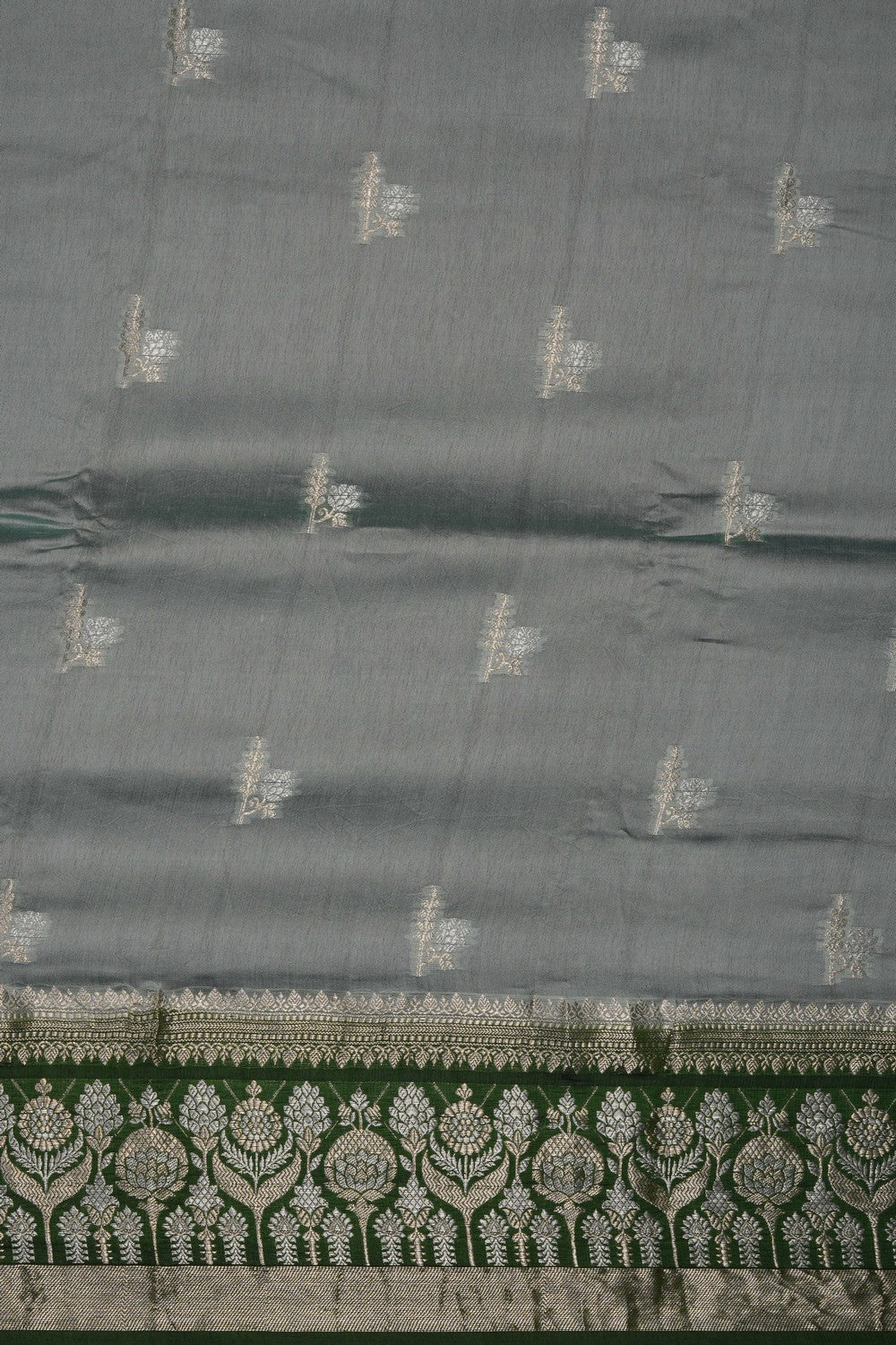 Image of Grey Chiniya Silk Saree