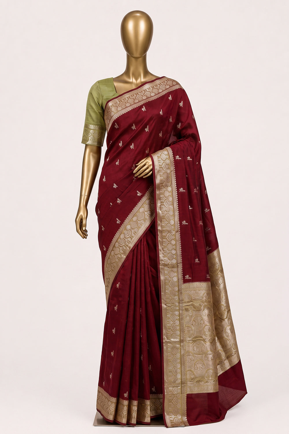 Image of Maroon Chiniya Silk Saree